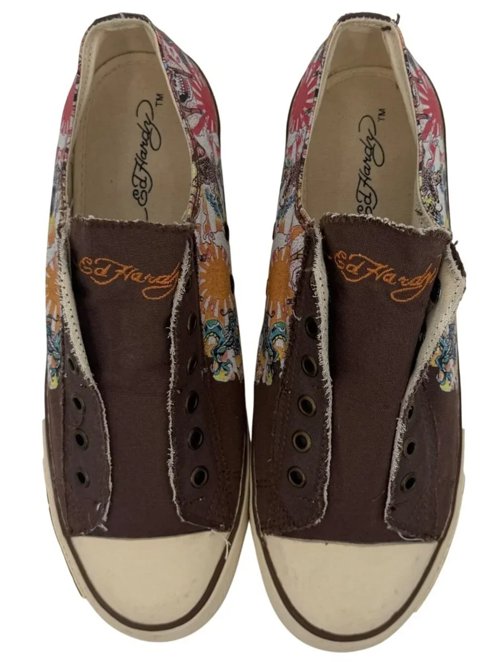 Vtg Y2K Ed Hardy Tattoo Canvas Sneakers | Streetwear Grunge Skater McBling Indie - Picture 15 of 16